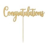 Gold Glitter Congratulations Cake Topper - Congrats