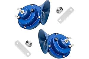 JUSTTOP 2PCS 300DB Super Loud Train Horns, 12V Waterproof Air Electric Snail Double Horn Replacement Kit, Automotive Universa