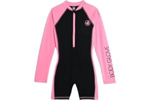 Body Glove Kids Swimsuits - UPF 50+ Sun Protection Long Sleeve One Piece Rashguard Bathing Suit for Girls and Boys (2T-12)