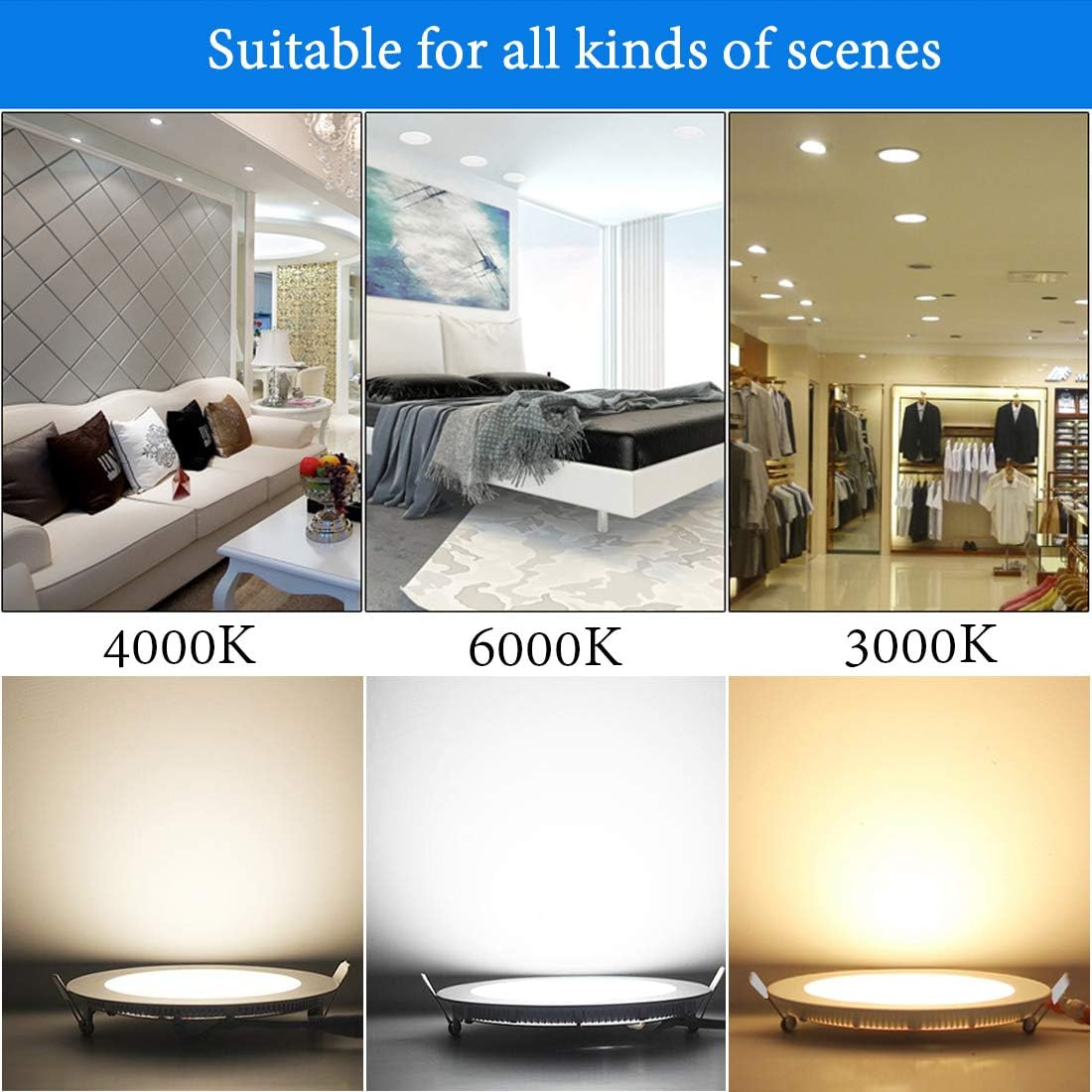 Pack 6x Downlight LED Led Panel light Redondo 6W 6500K ...