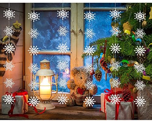 Bymlt-Winter Wonderland Christmas,Christmas Party Decorations,36Pcs Holiday 3D White Snowflake Hanging Garland Flags for Christmas,Home Decor,Holiday,New Years Party Decoration,(White)
