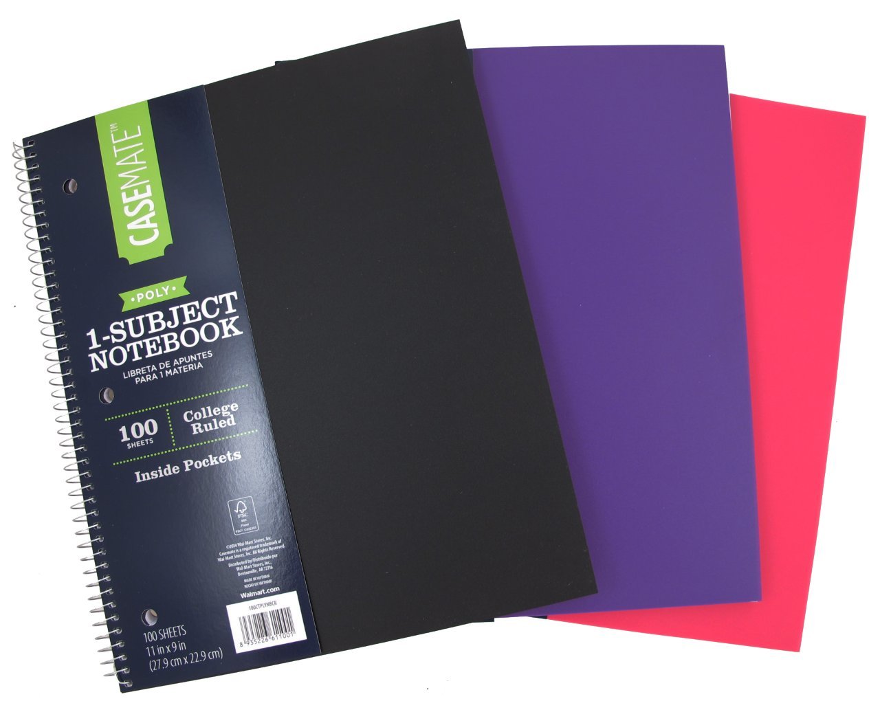 Casemate 1Subject Spiral Notebooks, 100 Sheets, 11 x 9