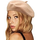 Wheebo Wool Beret Hat,Solid Color French Style Winter Warm Cap for Women Girls Lady