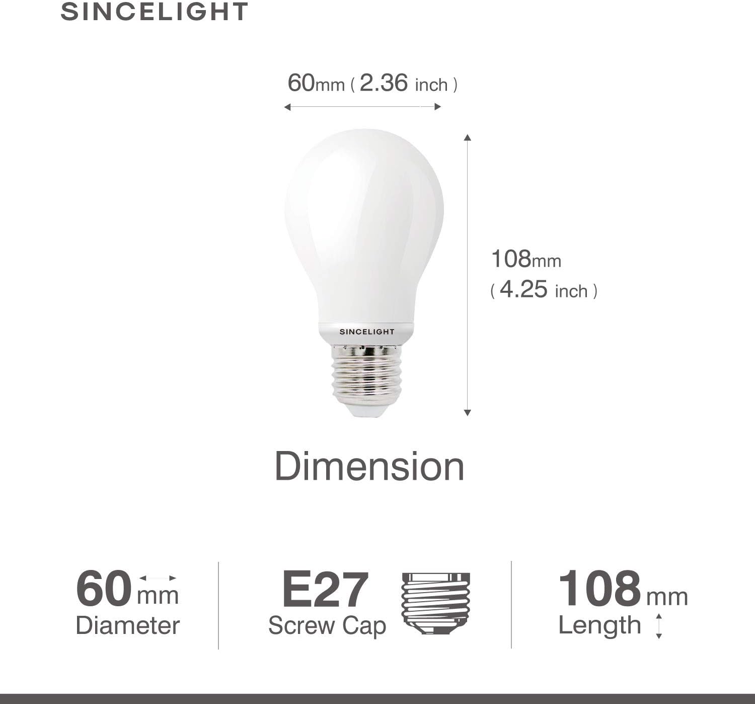 SINCELIGHT 5W LED A60 Classic Light Bulb with E27 Base (All-Beam) Omni-Directional, 5W (480lm) Equivalent to 50W - Image 5