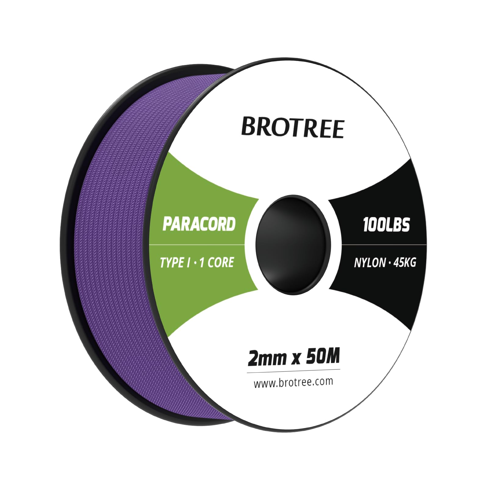 Brotree Paracord 2mm 50M 100% Nylon Rope 1 Strand Parachute Cord for Outdoor, Craft, DIY - 45kg Breaking Load (Purple)