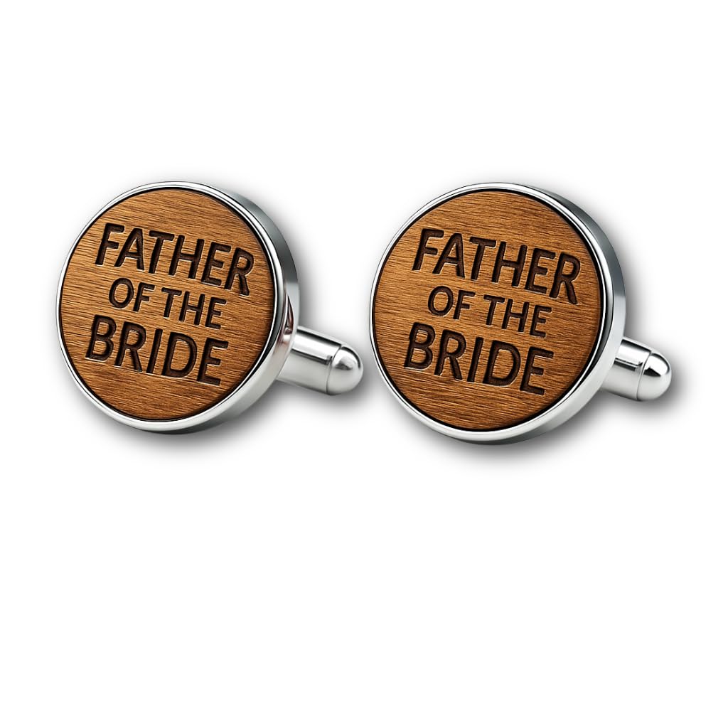 Father of The Bride Cufflinks Natural Wooden Cufflinks Wedding Gift Classic Men Jewellery Shirt Cufflinks Gift for Men Wedding Cufflinks