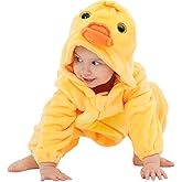 LONULAIN Unisex Baby Animal Costume Pajamas, Infant Flannel Hooded Halloween Romper Cosplay Costume/Homewear/Sleepwear