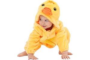 LONULAIN Unisex Baby Animal Costume Pajamas, Infant Flannel Hooded Halloween Romper Cosplay Costume/Homewear/Sleepwear