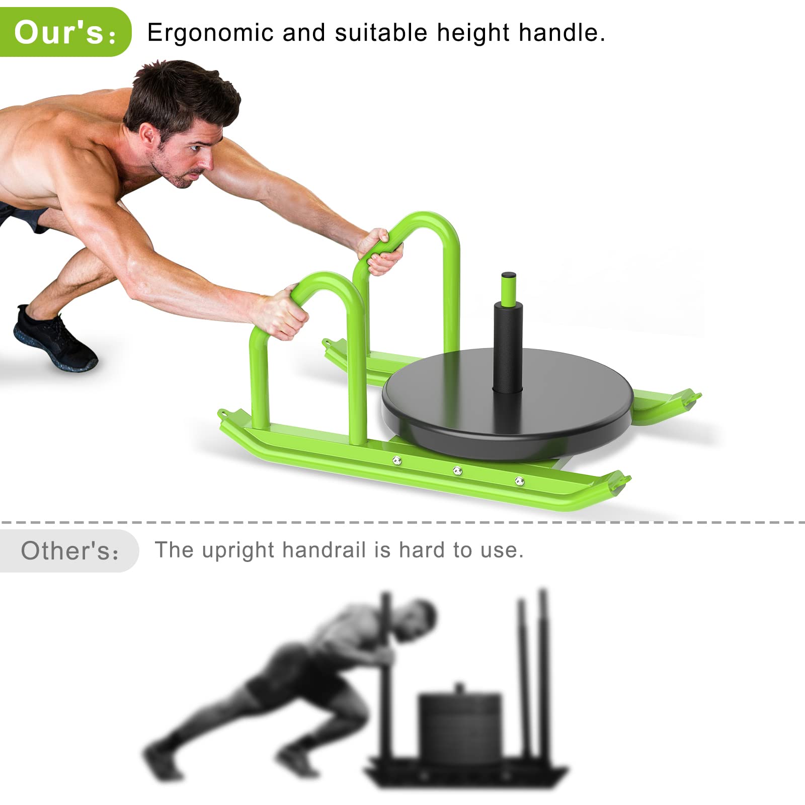 Kipika Weight Sled Fitness Sled Speed Training Sled Workout Sled, Adjustable Height Weight Training Sled, Enhance Muscle Strength and Explosive Power, Suitable for 1
