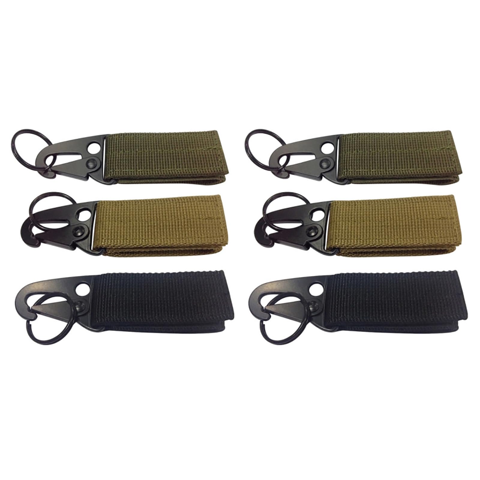 RUIENGCOMM 6 Pcs Tactical Gear Carabiner Clip Hanging Belt Carabiner Hook Nylon Webbing Buckle Strap Clip Molle Backpack Tape Keychains Hanging Buckle Belt Key Ring Holder for Outdoor Camping Hiking