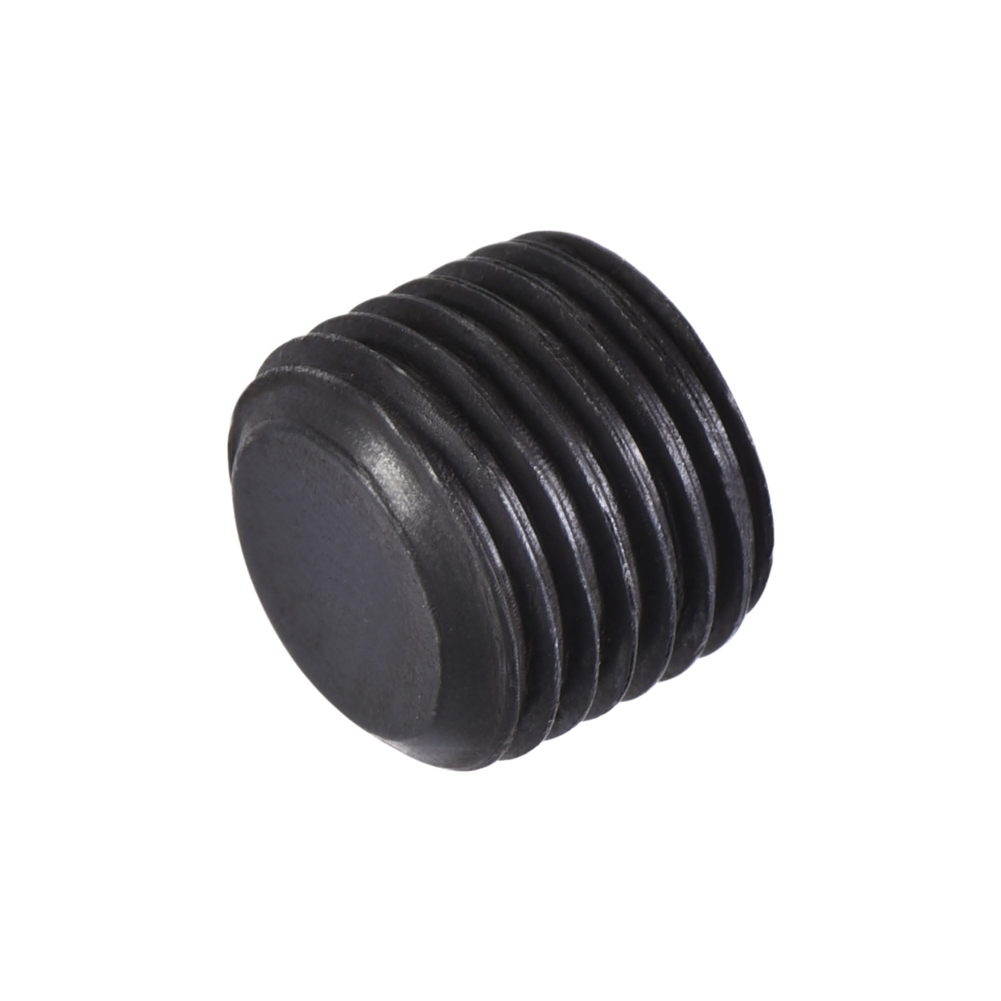sourcing map Carbon Steel Internal Hex Thread Socket Pipe Plug, M10x1.5 Male Thread Black Pipe Cap, for Garden Pipe Pneumatic Solenoid Valve, 20Pcs
