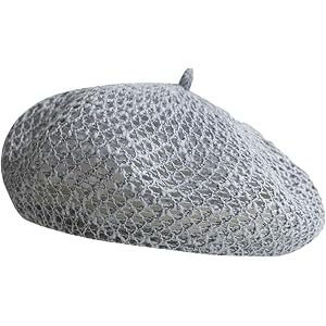 Rungion Women's Knitted Summer Beret Hat Woven Breathable Lightweight French Artist Beret Foldable Travel Beanie Cap