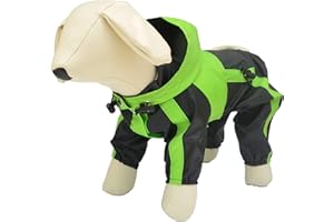 Lovelonglong Dog Hooded Raincoat, Small Dog Rain Jacket Poncho Waterproof Clothes with Hood Breathable 4 Feet Four Legs Rain 