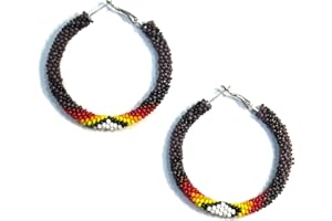 KANGURAH Handmade tribal Long Fringe native glass seed beads beaded earrings