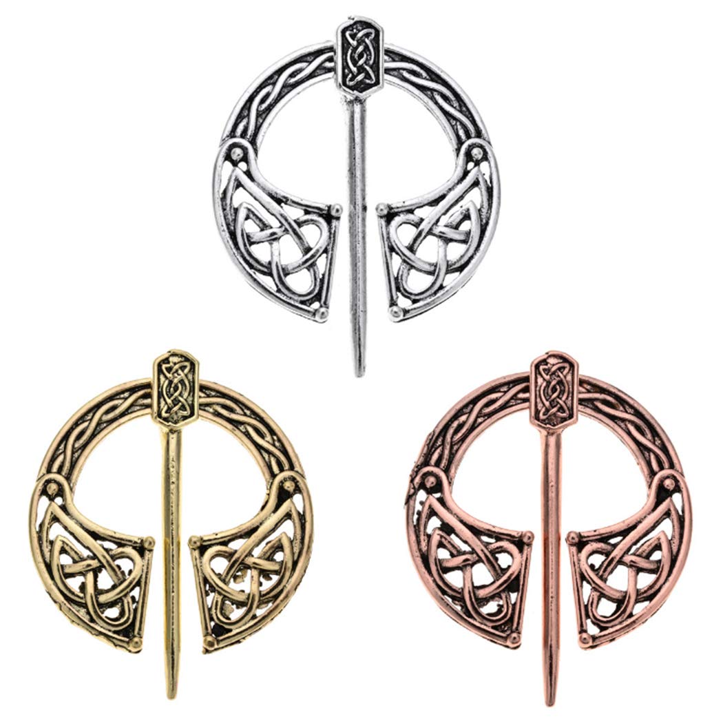 Ranvi metal buckle pin, creative retro style, ancient silver, ancient bronze, ancient red copper(3 pieces)