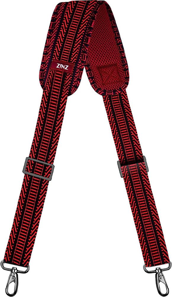 ZINZ Shoulder Strap Replacement Padded Adjustable Bag Strap for Tote Messenger Duffle Bags,Black&red Overlap,57 inch