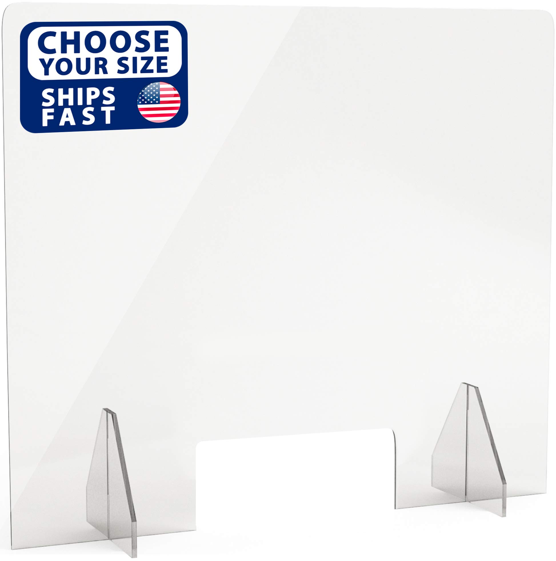 SignHero Sneeze Guard | Professional, Sturdy Acrylic Plexiglass Shield | USA-Made, Fast Shipping, 30 Second Setup | Plexiglass Barrier for Counter, Reception, School, Office (Multiple Sizes)