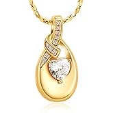Imrsanl Teardrop Urn Necklace for Ashes for Women Crystal Heart Cremation Jewelry Memorial Human Ashes Holder Funeral Keepsake Pendant
