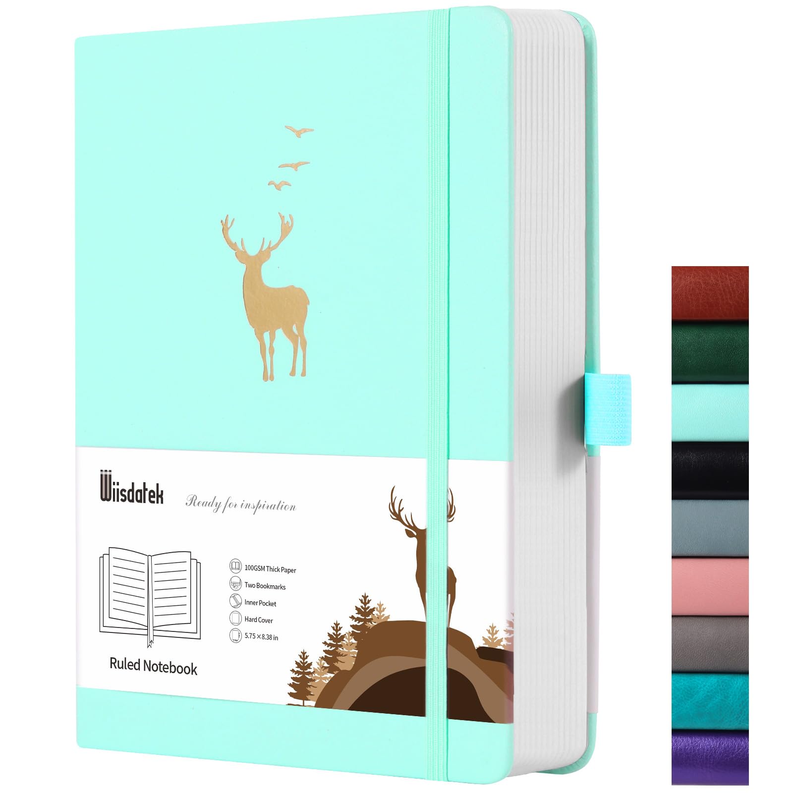 Wiisdatek Lined Journal Notebook - A5 Note Book 312 Numbered Pages Hardcover Thick Notepad, 100gsm Thick Notepad for Women Men Work Office School,14.5 x 21cm -Pink (Mint, A5)