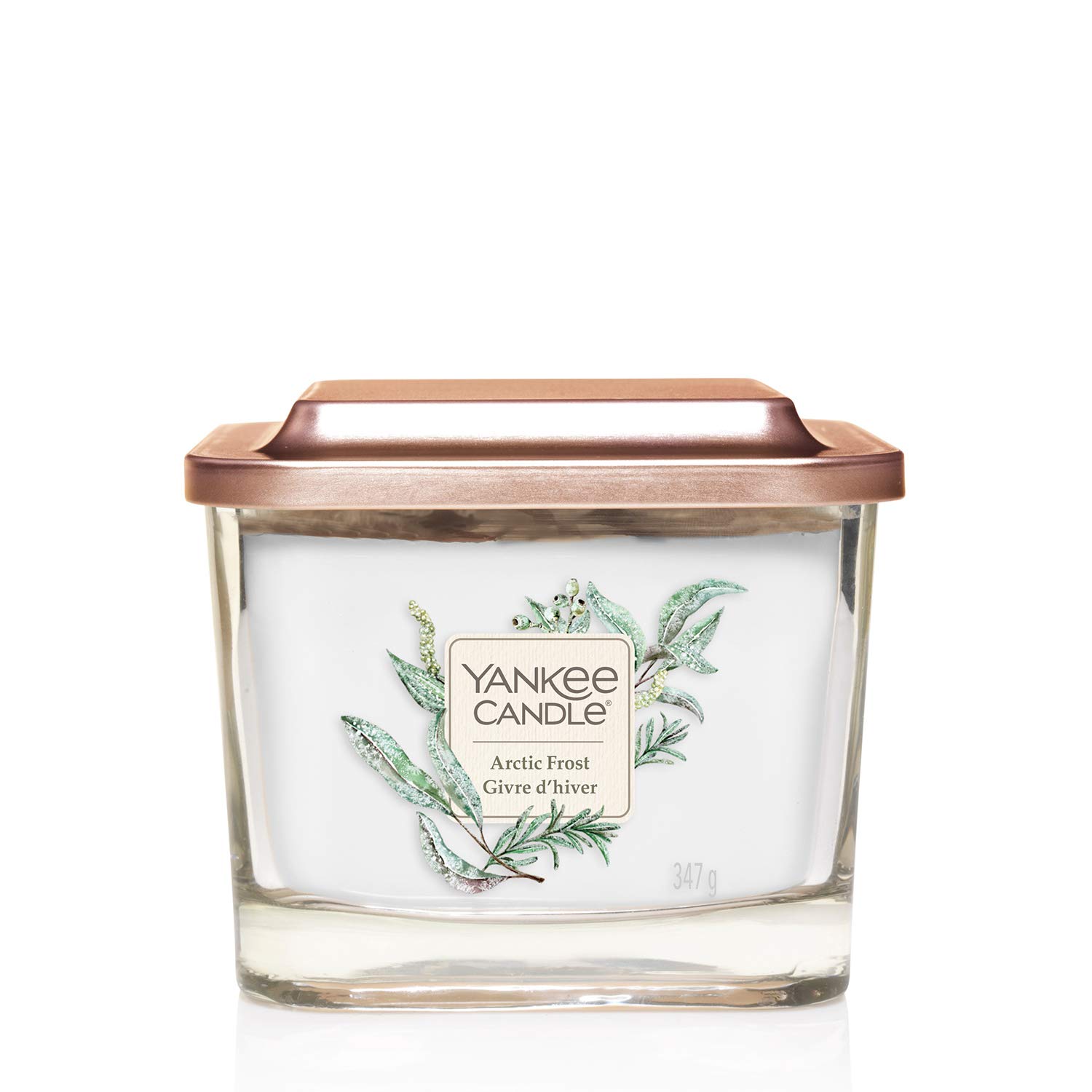 Yankee Candle Elevation Collection Medium 3-Wick Square Scented Candle with Platform Lid, Arctic Frost