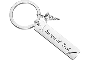 BEKECH Surgical Technologist Gift Surgical Tech Keychain with Caduceus Charm Surgery Tech Jewelry for Surgical Nurse Doctor
