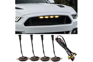 BDZMC 4PCS LED Grill Lights, Bright Car Front Grill DRL Lamps with Wiring Harness, Car Grid Bumper Trim Lights Auto Accessories, Compatible with F150 F250 F350 Front Grilles (Yellow)