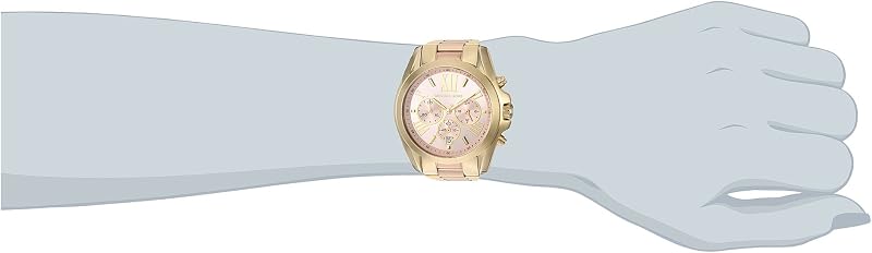 Montre Bradshaw pour Femmes, 43mm Mouvement chronographe à Quartz avec Bracelet en Acier Inoxydable, Ton Or et Ton Or Rose