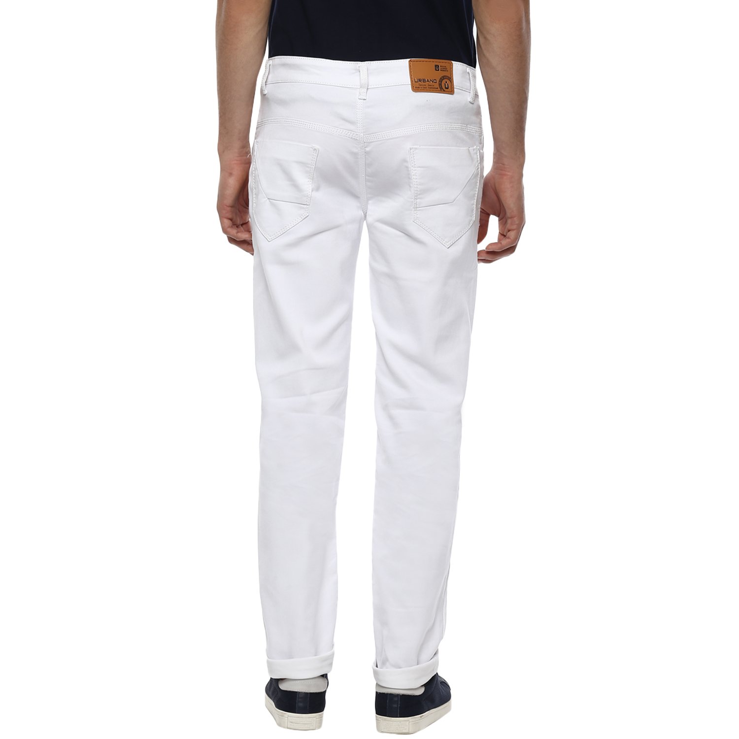 urbano fashion men's white slim fit stretch jeans
