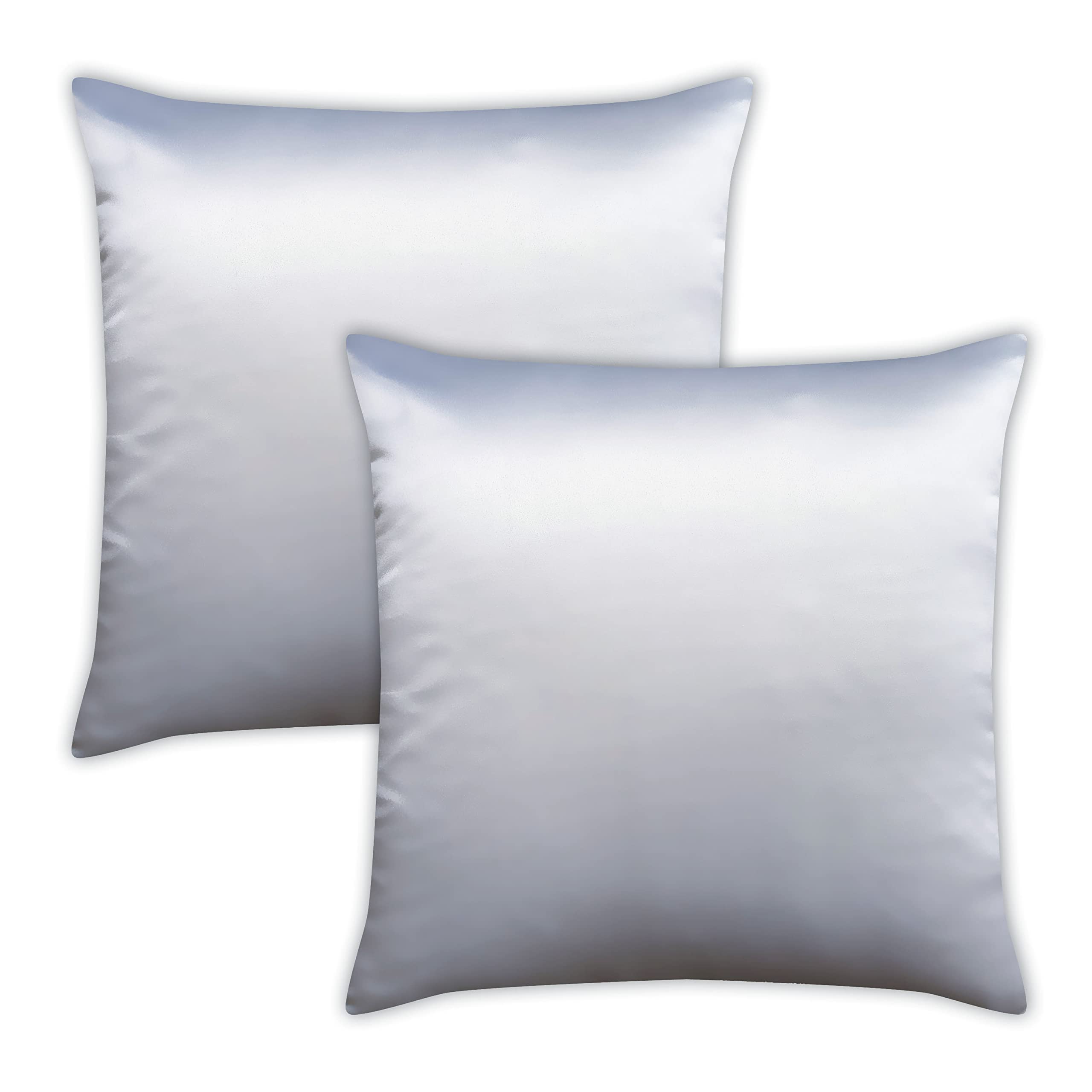 Photo 1 of AVKA Studio Heavy Quality Satin Throw Pillow Covers - Grey Set of 2-12x12 Decorative Covers-with Lining and Zipper Closure- Faux Silk Elegant Toss for Sofa No Insert, 12 Inch