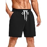 PINSPARK Men's Casual Sweat Shorts 7" Cotton Athletic Running Lounge Shorts with Drawstring Workout Gym Lightweight