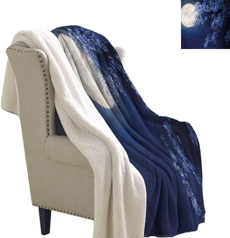 Acelik Sherpa Fleece Blanket Night Sky Full Moon Cherry Blossom Upgraded Thick Lazy Blanket Blanket W59 X L47 Amazon Co Uk Kitchen Home