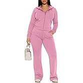CLOCOR Women 2 Piece Outfits Sweatsuit Long Sleeve Zip-Up Hoodie Fall Winter Casual Jogger Sweatsuit Sets with Pocket