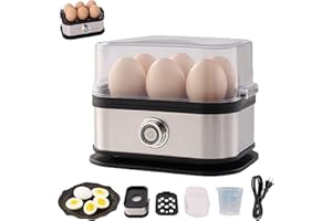 Smart Egg Cooker with Auto Shut, Ultimate Stainless Steel Egg Cooker, Electric Rapid Egg Boiler for 6 Eggs, for Hard/Soft/Med