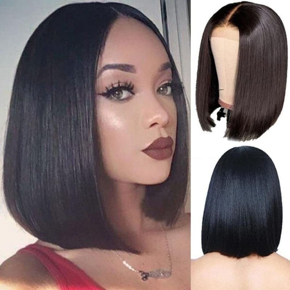 Short Straight Bob Wigs, Lace Front Human Hair Wigs, Short Bob Wigs Human Hair Lace Closure Wigs Brazilian Hair Wigs, Lace Closure Wigs Straight Bob Lace Front Wigs (A)