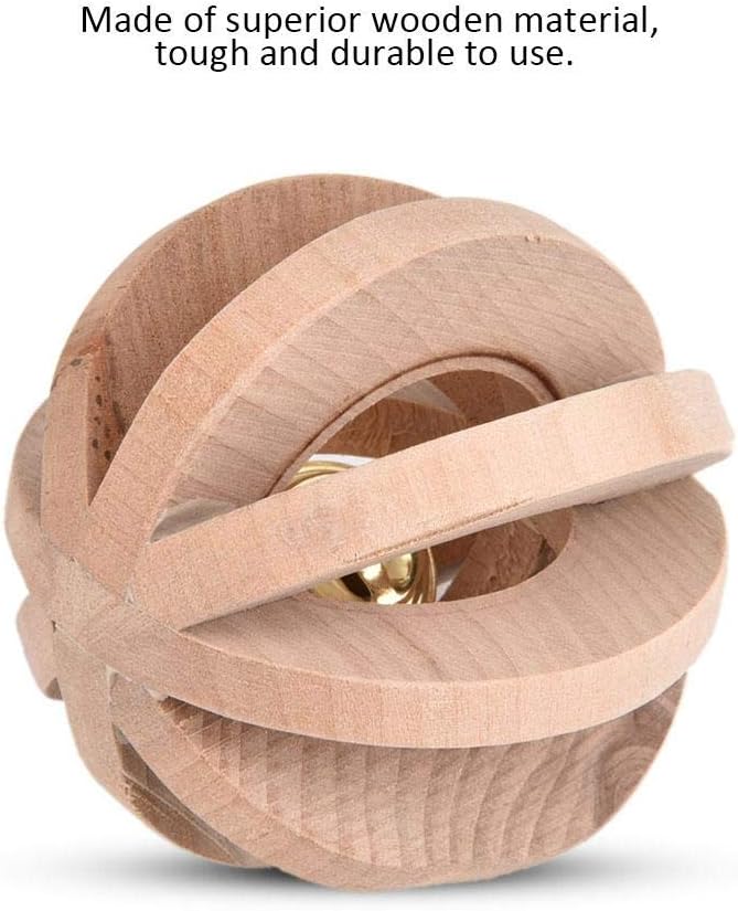Pssopp Pet Wooden Chew Ball Hamsters Chew Toys Pet Teeth Chewing Toy Ball with Ringing Bell for Rabbits Guinea Pigs - Image 3