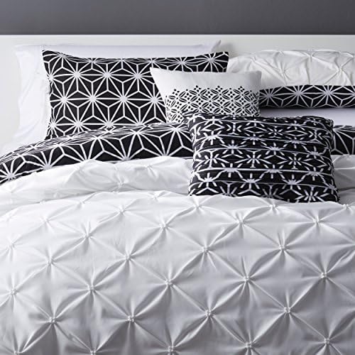 Twin XL Size Soft &amp; Cozy Black / White Pintuck Reversible 4 Piece Bedding Comforter Set