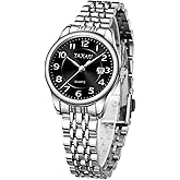 Taxau Gold Silver Two Tone Women Stainless Steel Watch Small Wrist ElegantDress Watch for Women Fashion Luxury Waterproof Day Date Analog Quartz Ladies Watches