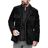 chouyatou Men's Vintage Corduroy Notched Lapel Button Down Business Blazer Jacket Sport Coat