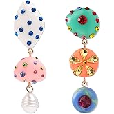 Candy Color Earrings, Asymmetrical Dangle Earrings for Women Vintage Mismatched Pendant Earrings Boho Irregular Rhinestone Earrings for Women Fashion Gift Jewelry Accessories