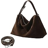 Suede Tote Bags for Women, Suede Purse Handbag Vintage Slouchy Hobo Shoulder Crossbody Bag