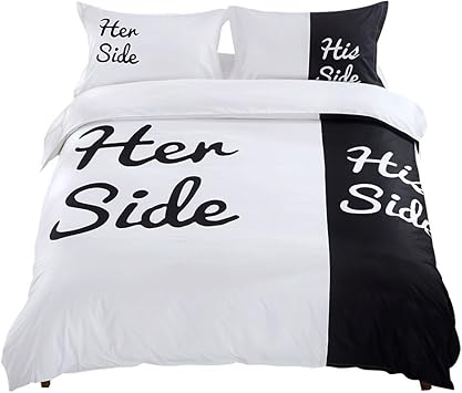 Amazon Com Yousa His Side Her Side Bedding Queen Size Black And