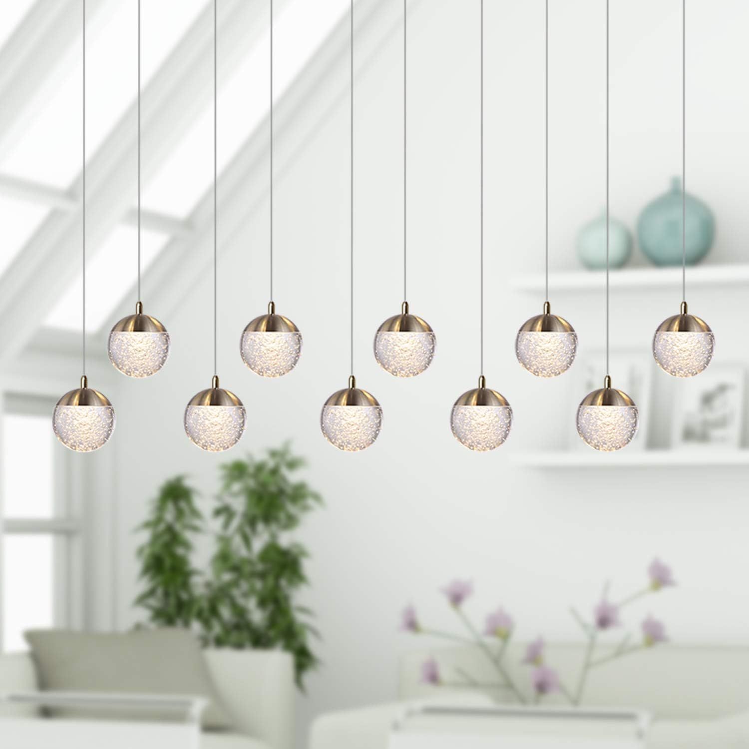 Lamp Bulb Included Dimmable Led Hanging Light Fixture For Kitchen Island Galaxy 3 Mini Pendant Crystall Ball Lighting Brass Adjustable Wire Foyer Cluster Pendants Bar Ceiling Lights Ra Heiko Loder Tools Home Improvement