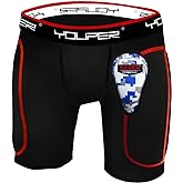Youper Boys Youth Padded Sliding Shorts with Soft Protective Athletic Cup for Baseball, Football, Lacrosse