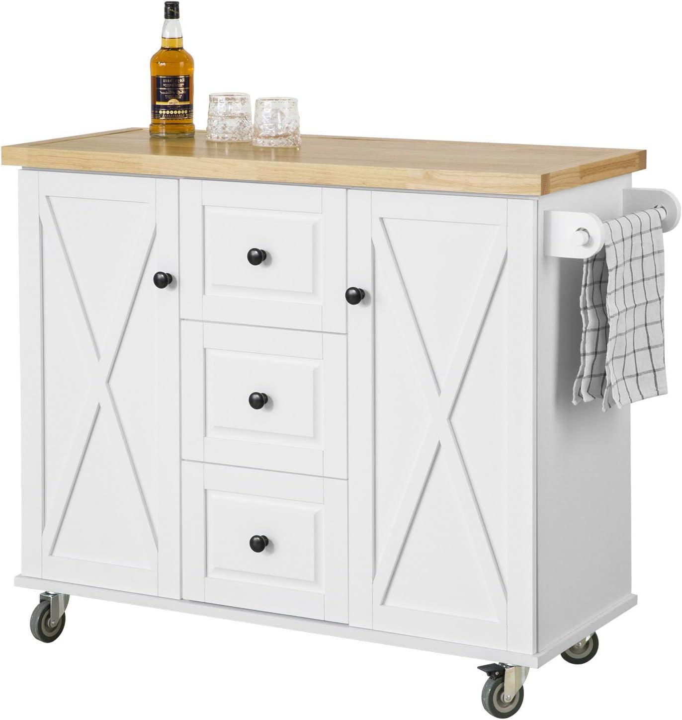 Blanc SoBuy FKW96WN Desserte Roulant Buffet Meuble de Rangement