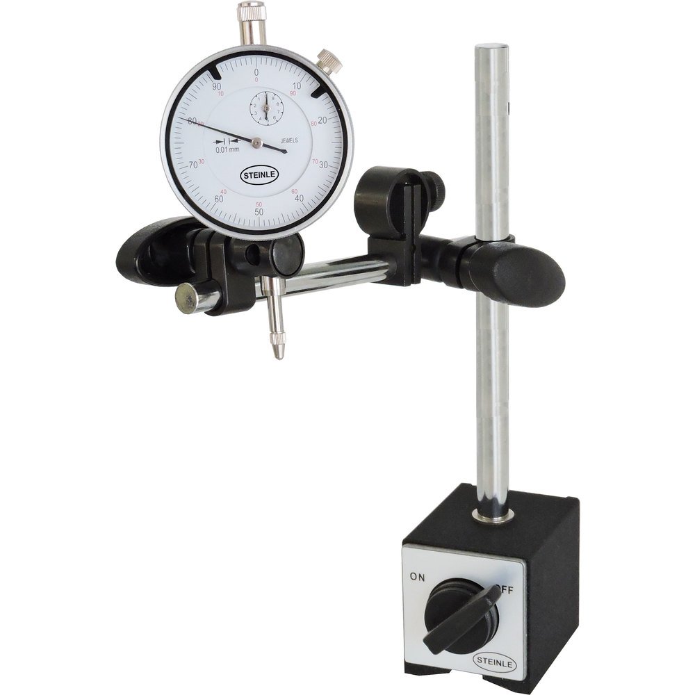 Steinle magnetic measuring stand, standard including Steinle dial gauge in a set, measuring range 10/0.01 mm, weight 1.84