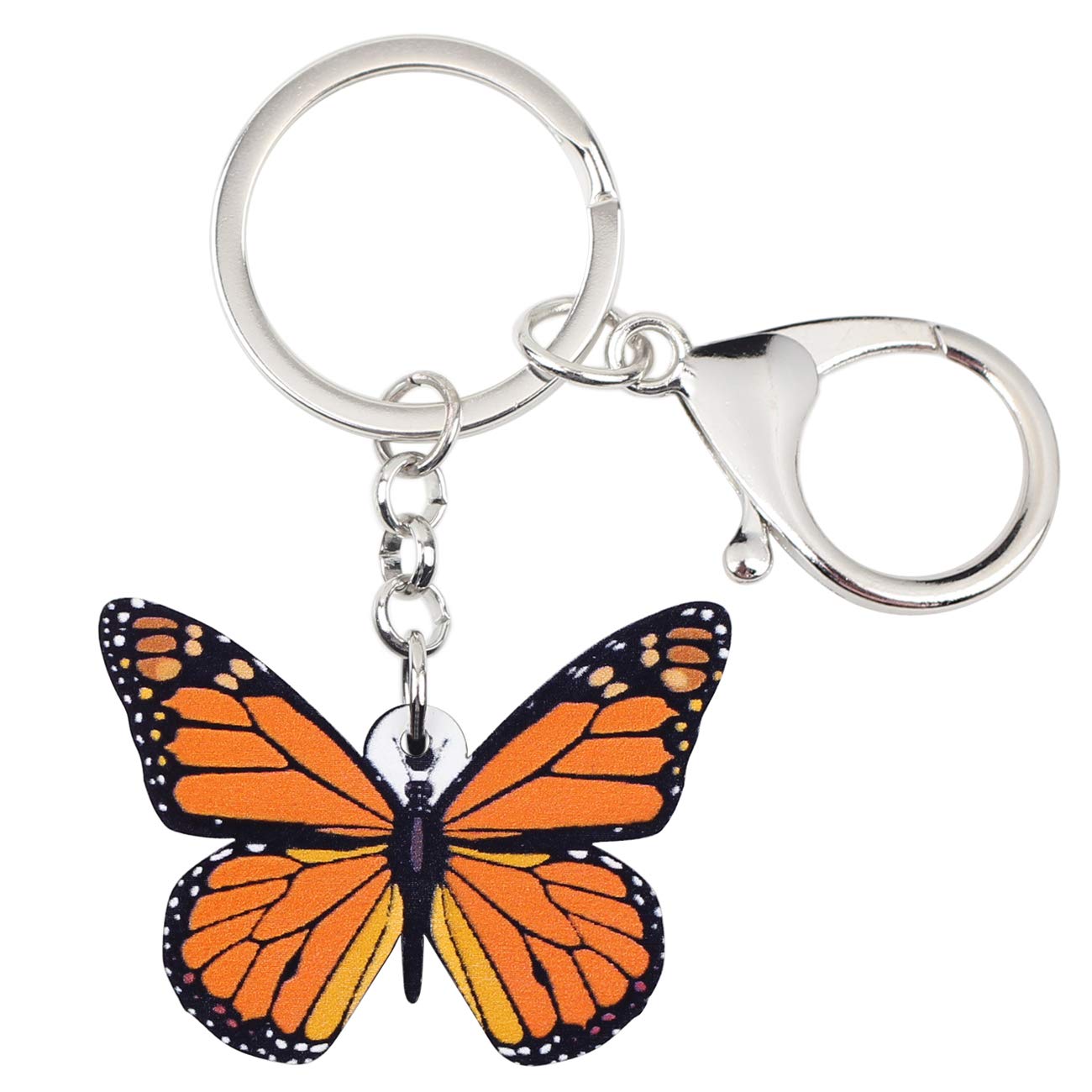 WEVENI Acrylic Monarch Butterfly Keychain Accesssories Keyring For Women Girl Bag Car Key Charms (Brown)