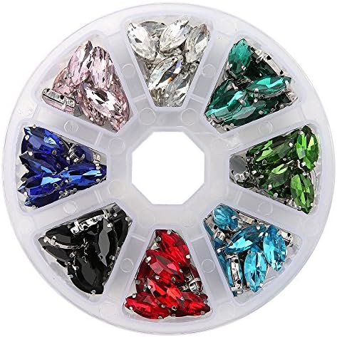 YOKO Jewels 7x15mm Navette Crystal Glass Sew On Rhinestone with Silver Color Prong Setting Pack of 160
