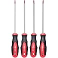 ROTATION 4PCS Magnetic Tip Torx Screwdriver Set, 4 Torx Star Screwdrivers, T20, T25, T27, T30, Red Tip | Red, Gloss, S2 Steel