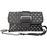Rullar Women Ladies Punk Rivet Purse Satchel PU Leather Shoulder Crossbody Top-handle Bag Tote Handbag Black