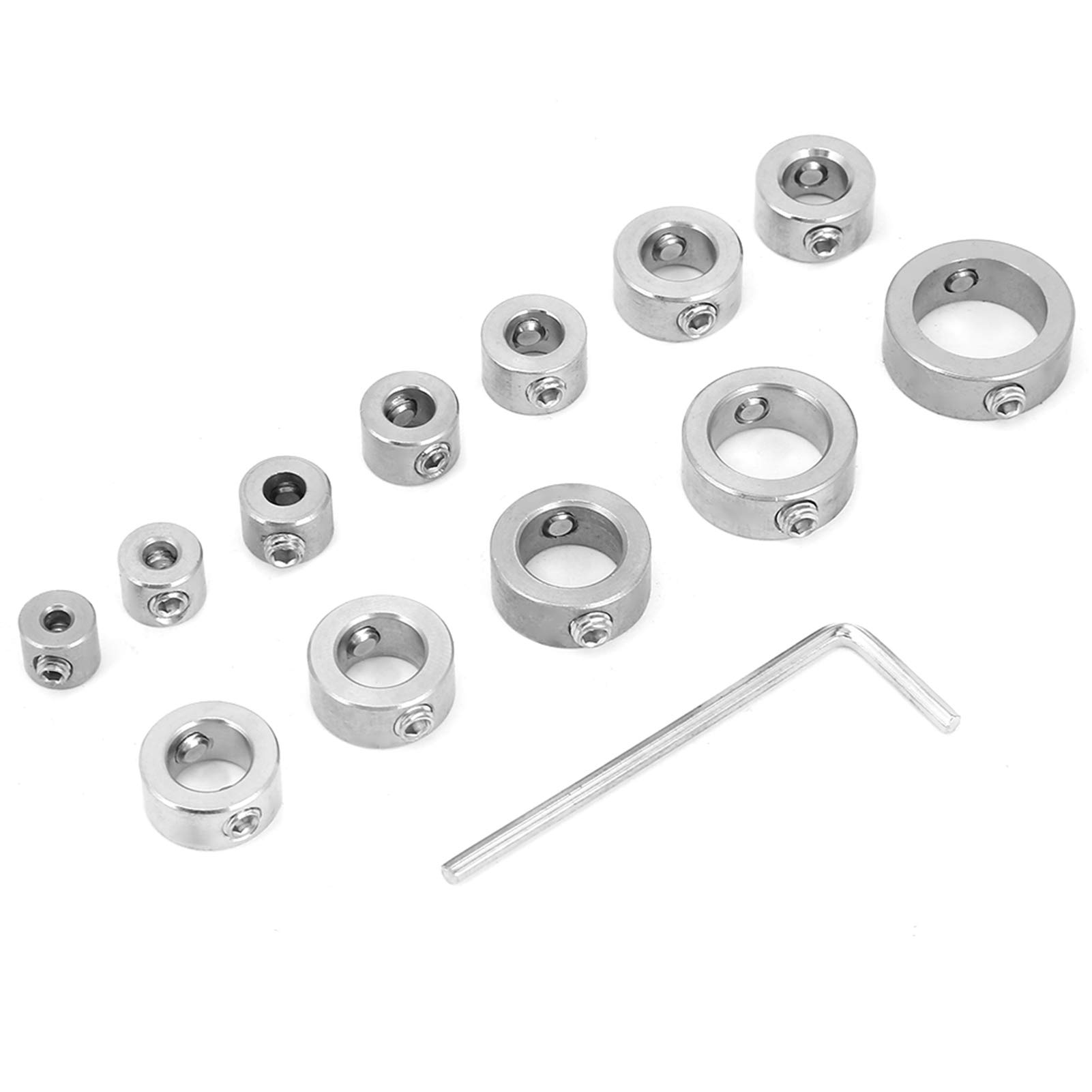 12PCS Drill Stop Bit Limit Ring, 3-16mm Drill Stop Collar Set, Drill Bit Depth Stop Collars with Hex Wrench, Stainless Steel Spacing Ring Positioner Locator for Woodworking